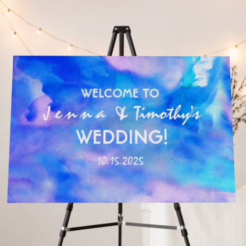 IM BLUE WATERCOLOR Wedding Welcome Sign