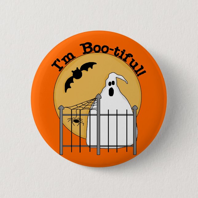 I'm Boo-tiful Halloween T-shirts and Gifts Button (Front)