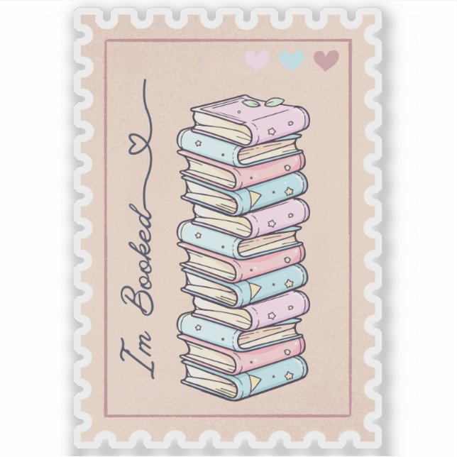 I'm Booked beautiful stamp style Sticker (Front)