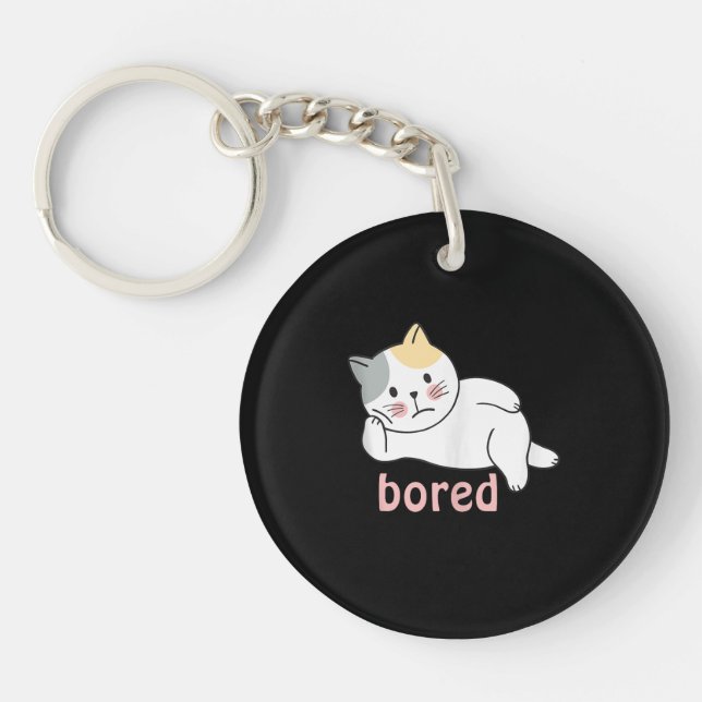 I'm bored cute Kitty Cat Animal Keychain (Front)