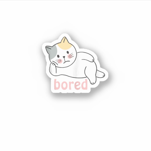 I'm bored cute Kitty Cat Animal Sticker (Front)