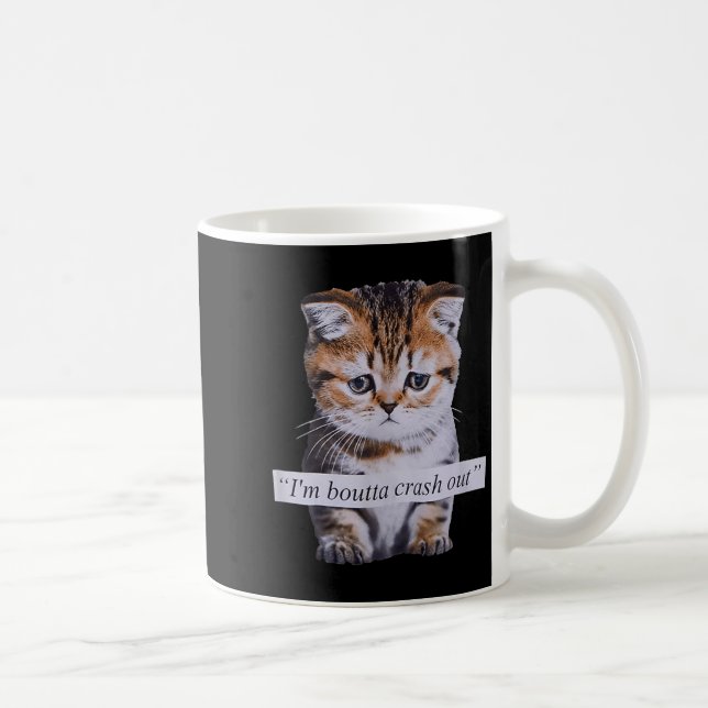 I'm Boutta Crash Out Funny Sarcasm Quotes Meme Cat Coffee Mug (Right)