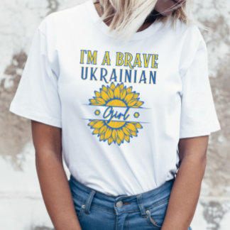 I'm Brave Ukrainian Girl Sunflower Yellow Blue T-Shirt