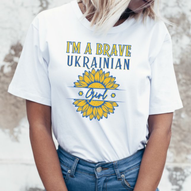 I'm Brave Ukrainian Girl Sunflower Yellow Blue T-Shirt (Creator Uploaded)