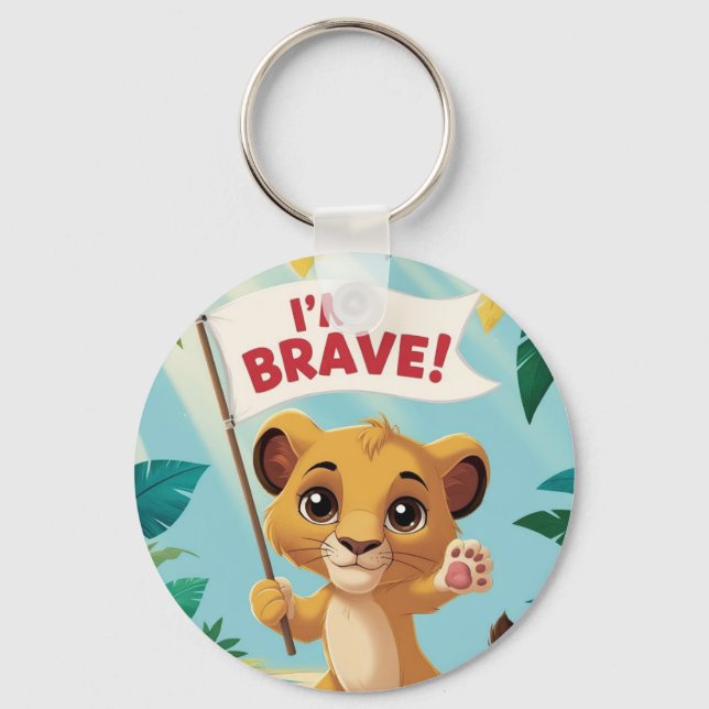 "I'm Brave!" with a Cute Puppy Keychain (Front)