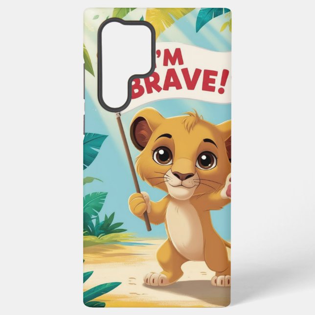 "I'm Brave!" with a Cute Puppy Samsung Galaxy Case (Back)