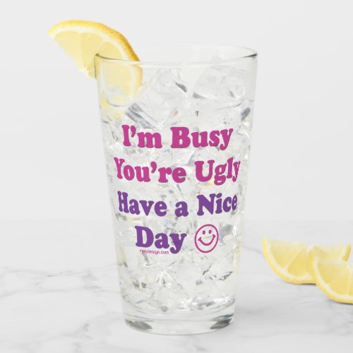 Im Busy Youre Ugly Have a Nice Day Glass
