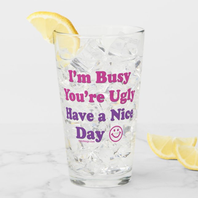 I'm Busy You're Ugly Have a Nice Day Glass (Front Ice)