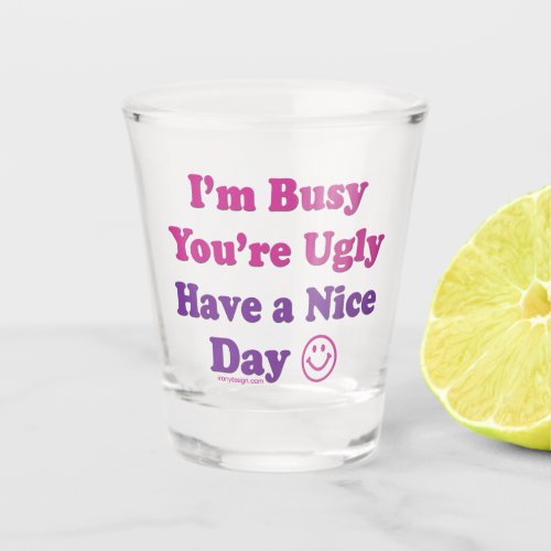 Im Busy Youre Ugly Have a Nice Day Shot Glass