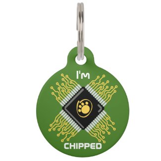 I'm chipped pet id tag