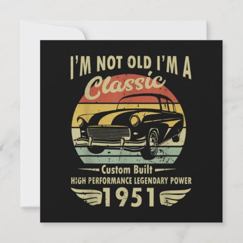 Im Classic Car 70th Birthday Gift 70 Years Old Thank You Card