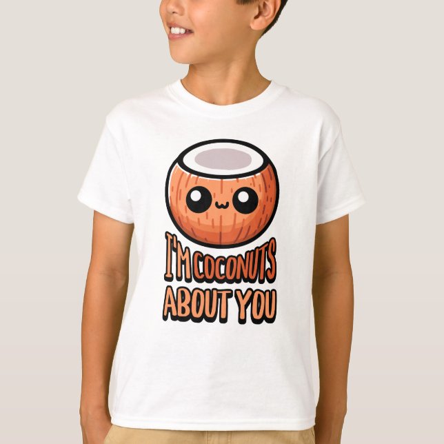 I'm Coconuts About You! Cute Coconut Pun T-Shirt (Front)