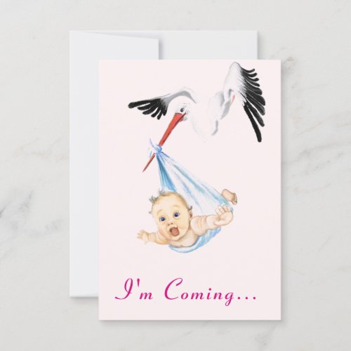 Im Coming Cute Fun Stork Baby Shower Invitation