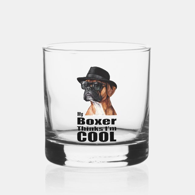 I'm Cool Boxer Dog Whiskey Glass (Front)