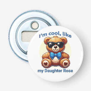 I'm Cool Teddy Bear with Blue Bow Customizable Bottle Opener