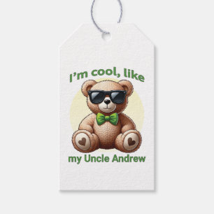 I'm Cool Teddy Bear with Green Bow Customizable Gift Tags