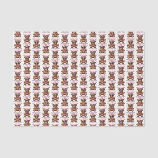 I'm Cool Teddy Bear with Pink Bow Customizable Tissue Paper (Front)