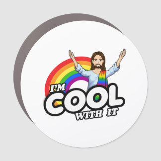I'm Cool With It - Rainbow Jesus Car Magnet
