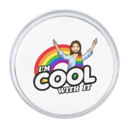 I&#39;m Cool With It - Rainbow Jesus Silver Finish Lapel Pin