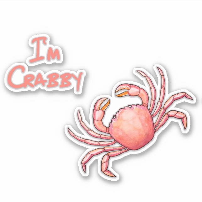 I'm Crabby Crustacean Cutout Sticker (Front)