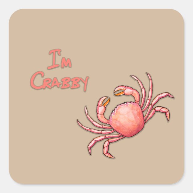 I'm Crabby Square Sticker (Front)