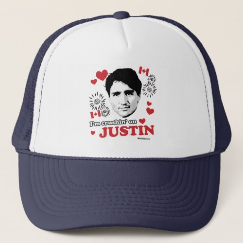 Im crushin on Justin _png Trucker Hat