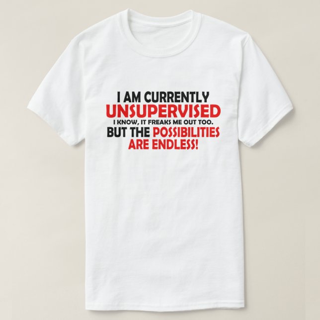 I'M CURRENTLY UNSUPERVISED. THE POSSIBILITIES! T-Shirt (Design Front)