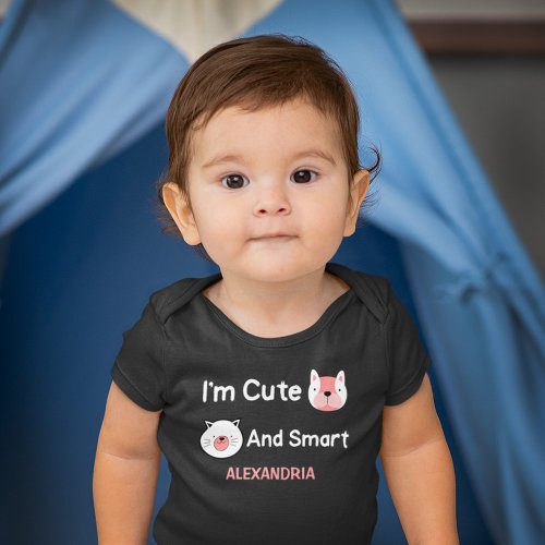 Im Cute And Smart Pets Animals Personalize Baby Bodysuit