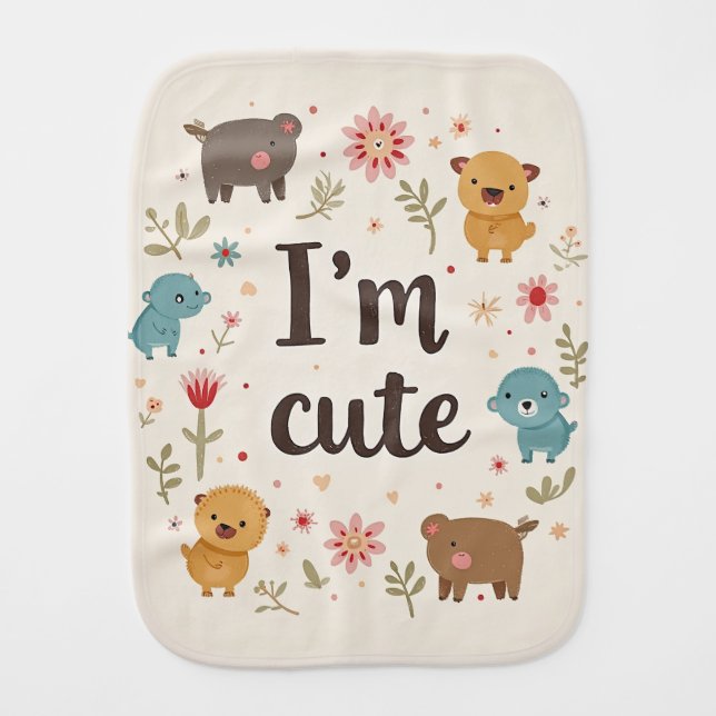 i'm cute baby burp cloth (Front)