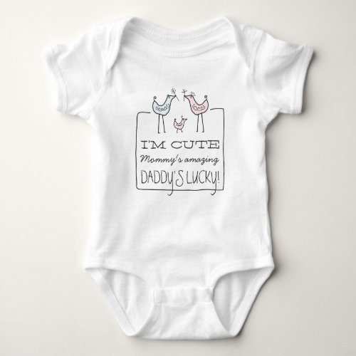 Im Cute Daddys Lucky Funny Baby T_Shirt Baby Bodysuit