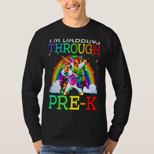 Im Dabbing Through Pre K Back To School Unicorn T_Shirt
