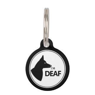 I'm Deaf Black And White Dog W/ Pricked Ears Pet ID Tag