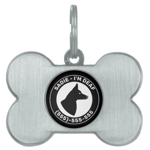 Im Deaf Black Dog W Pricked Ears  Closed Eyes Pet ID Tag