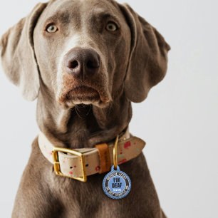 I'm Deaf Custom Text Pet Medical Alert Blue Black ID Tag