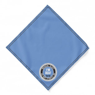 I'm Deaf Pet Medical Alert Custom Name Blue Black Bandana