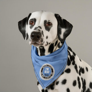 I'm Deaf Pet Medical Alert Custom Name Blue Black Bandana