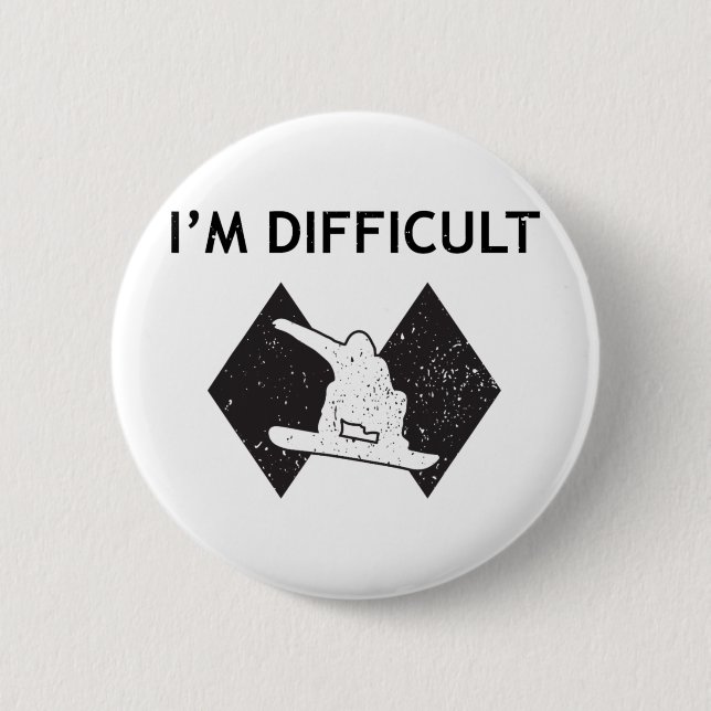 I'm Difficult Cool Skiing Stuff For Men Ski Snowbo Button (Front)