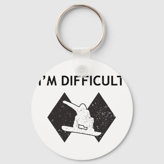 I'm Difficult Cool Skiing Stuff For Men Ski Snowbo Keychain (Front)