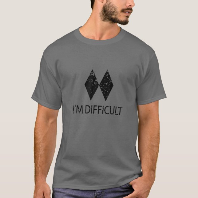I'm Difficult Sarcastic Funny Skiing Double Black T-Shirt (Front)
