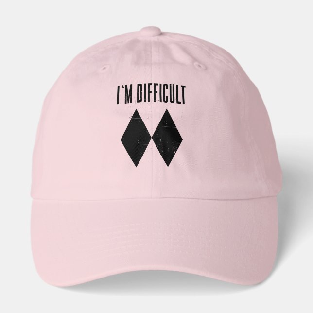 Im Difficult Ski Slopes Double Black Diamond Hat (Front)