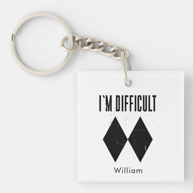 I'm Difficult Skiing Black Diamond Keychain (Front)