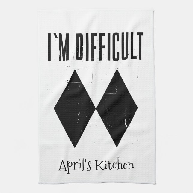 I'm Difficult Skiing Double Black Diamond Custom Kitchen Towel (Vertical)