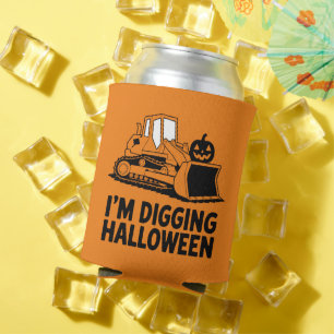 I'm Digging Halloween Pumpkin Face Tractor Kids Can Cooler