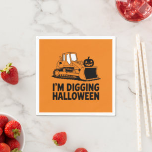 I'm Digging Halloween Pumpkin Face Tractor Kids Napkins