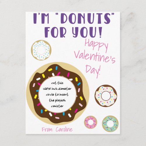 Im Donuts for you  Play Doh Valentines gift  Enclosure Card