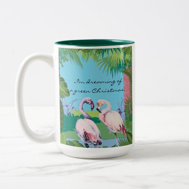 I'm Dreaming of a Green Christmas Personalized Two-Tone Coffee Mug (Left)