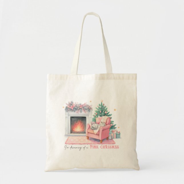 I'm dreaming of a Pink Christmas Tote Bag (Front)