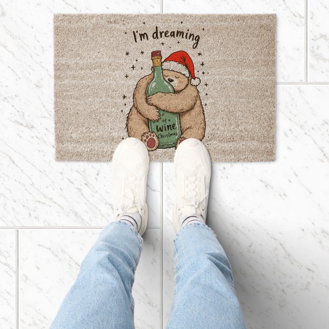I'm Dreaming of a Wine Christmas  Fiber Doormat (Insitu)