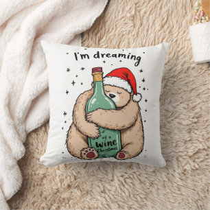 I'm Dreaming of a Wine Christmas Throw Pillow