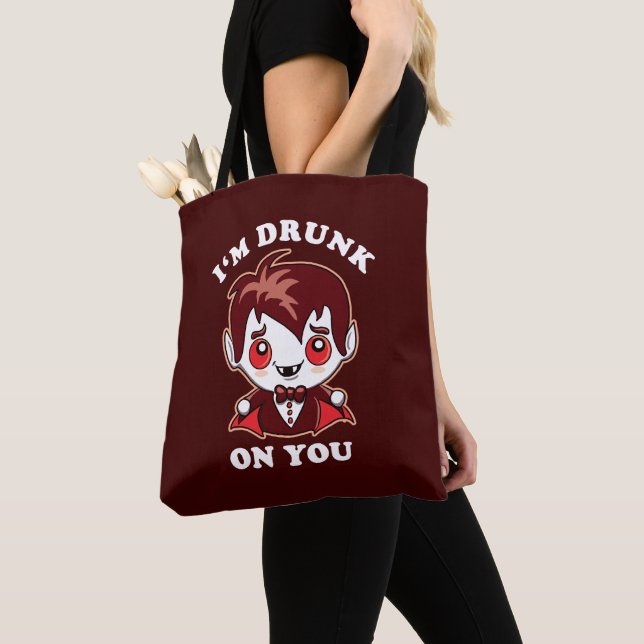 I'm Drunk On You | Cute Vampire Love Declaration Tote Bag (Close Up)